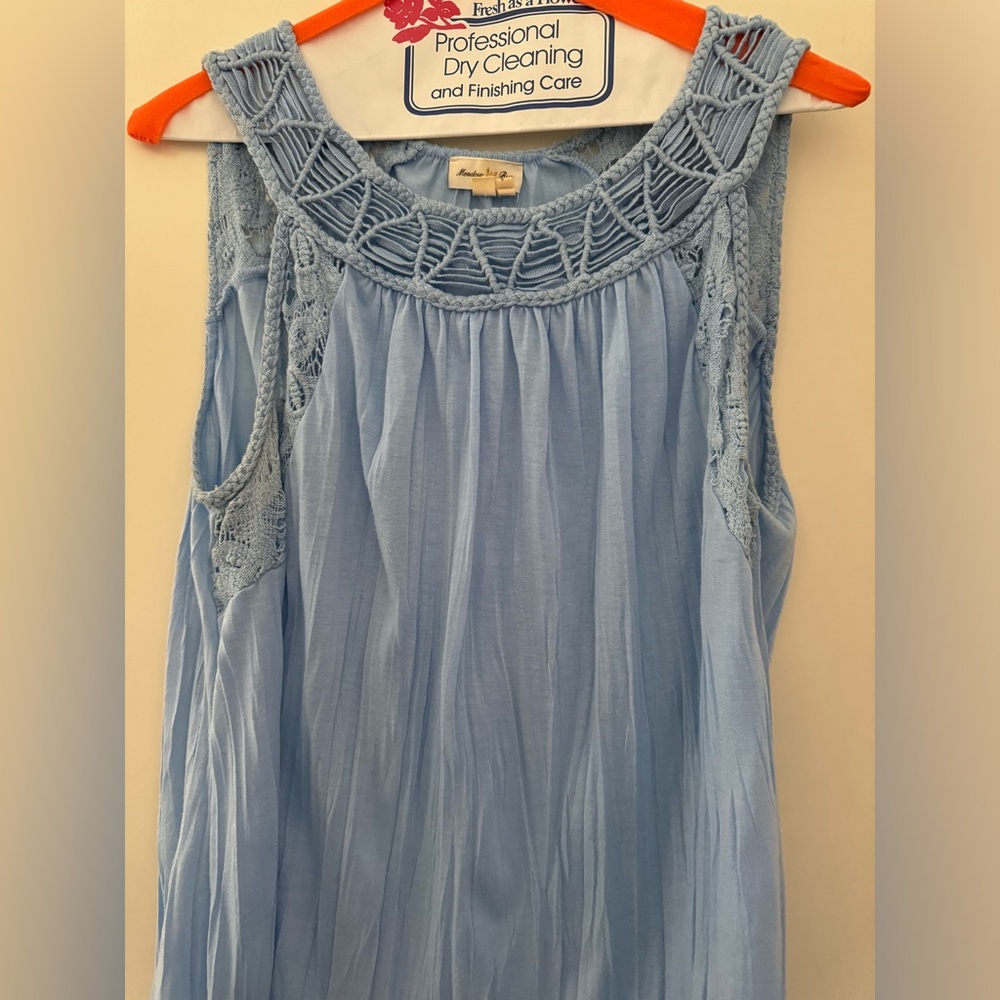 Meadow Rue from Anthropologie Light Blue Crochet Yoke Sleeveless tank top